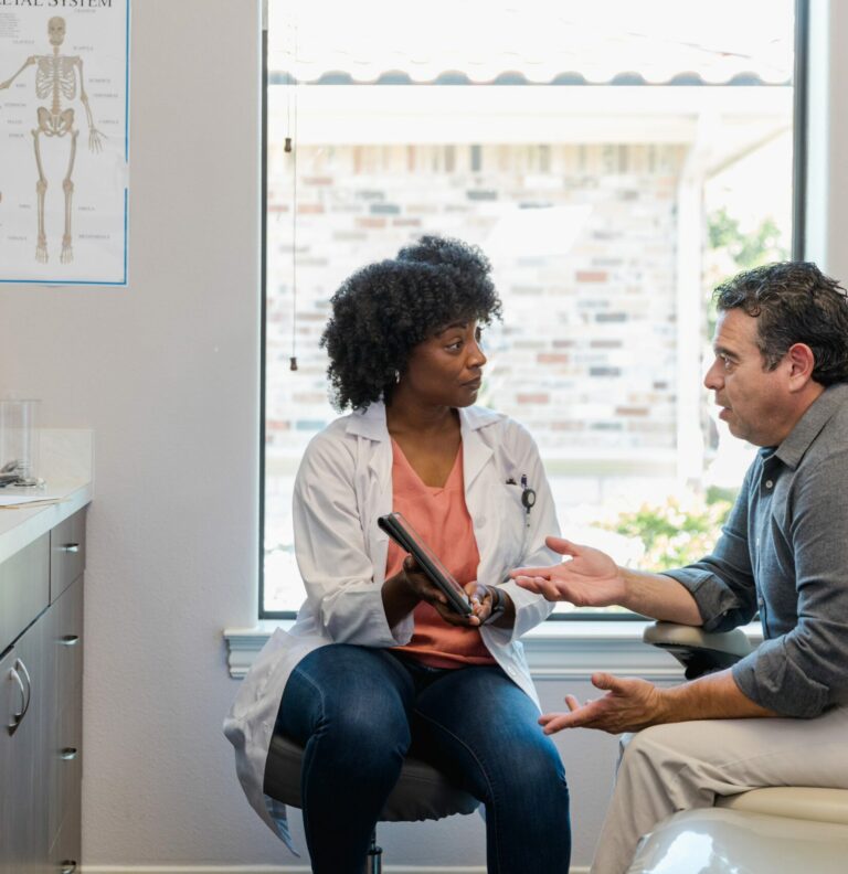 Billing coordinator meets with patient