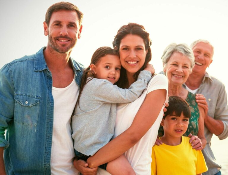 Portrait of family at beach